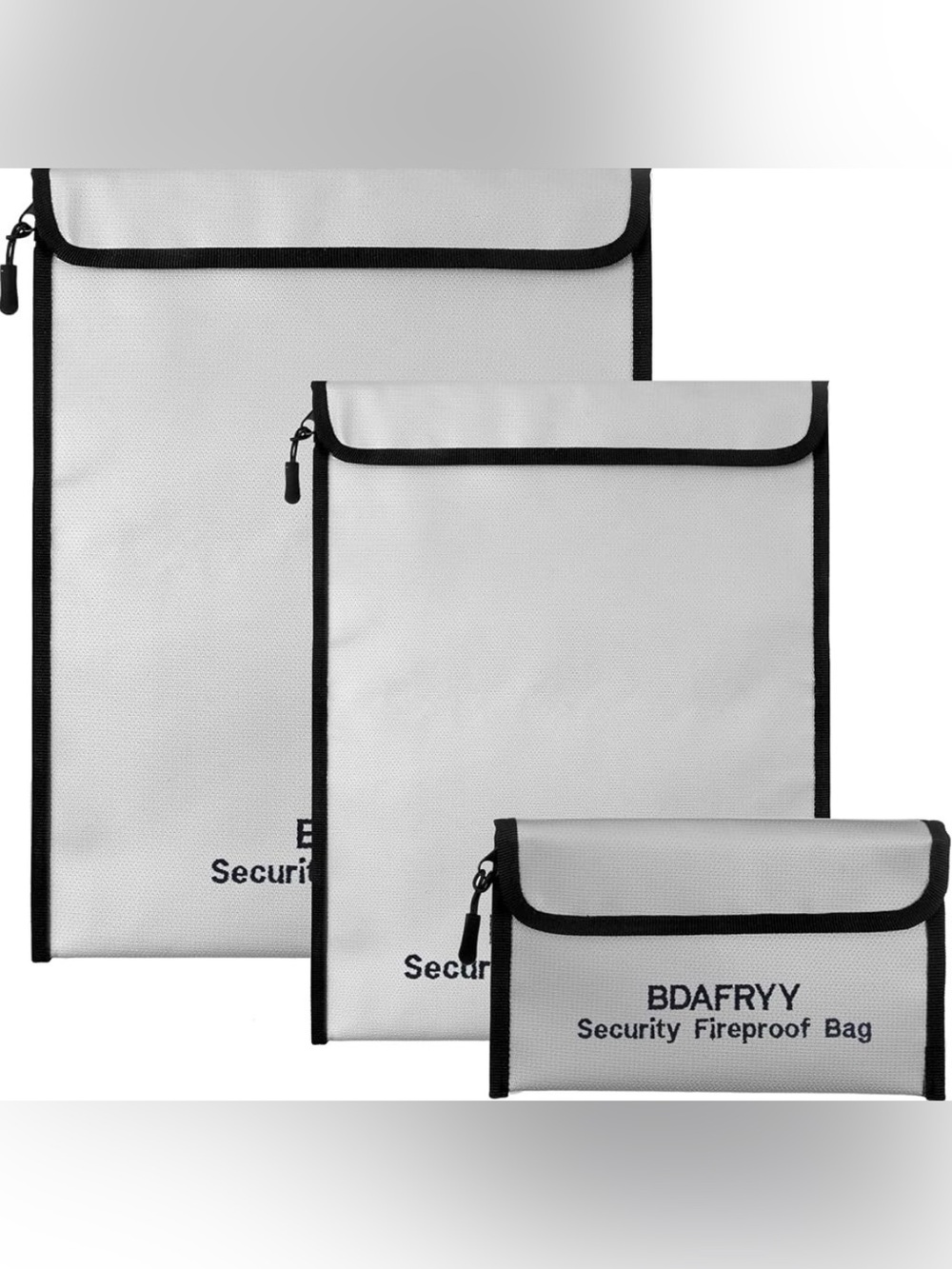 3 Pcs Fireproof Waterproof Money Important Document Bag